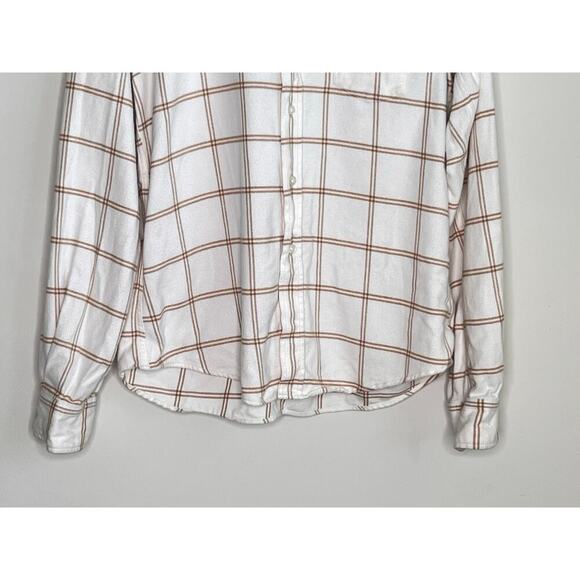 Frank & Eileen Barry Woven Long Sleeve Button Up Shirt Camel Windowpane Women S - Picture 5 of 8